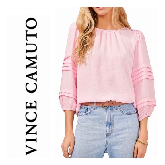 NEW Vince Camuto 3/4 Sleeve Pink Horizon Top - Picture 1 of 4